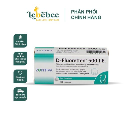 Vitamin D Fluoretten cho bé từ sơ sinh 90 viên NTDT