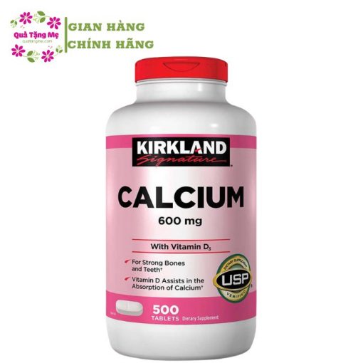 Viên uống hỗ trợ xương chắc khỏe Kirkland Calcium 600Mg with vitamin D3 500 viên Healthy Care quatangme NTDT