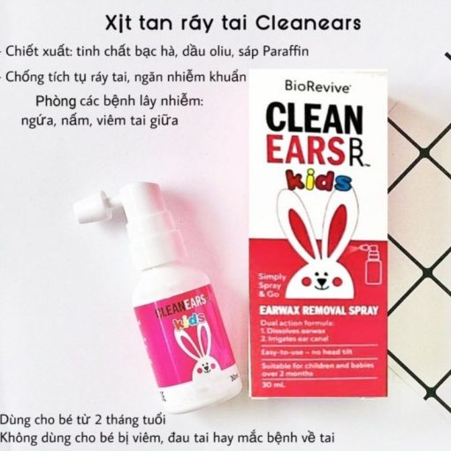 Xịt tan ráy tai cho bé Creanears Kisd 30ml Úc