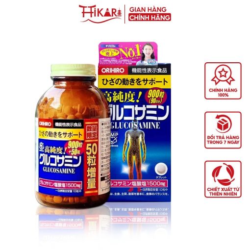 Viên uống bổ xương khớp Nhật Bản Glucosamin 1500mg Orihiro Japan - 900 viên NTDT