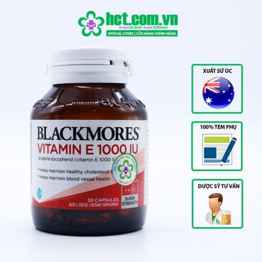 Viên uống bổ sung Vitamin E Blackmores 1000IU Úc lọ 30 viên NTDT