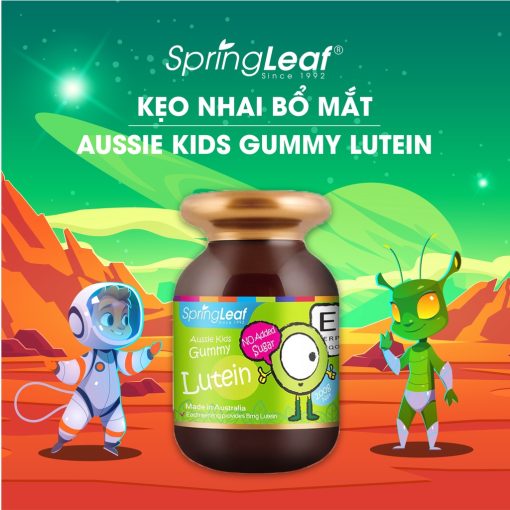 Viên nhai Aussie Lutein Kids Gummy Spring Leaf bổ mắt và dưỡng chất cho bé 80 viên của Úc NTDT