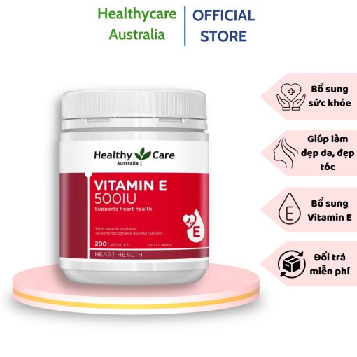 Viên uống bổ sung vitamin E HEALTHY CARE 500IU 200 VIÊN NTDT