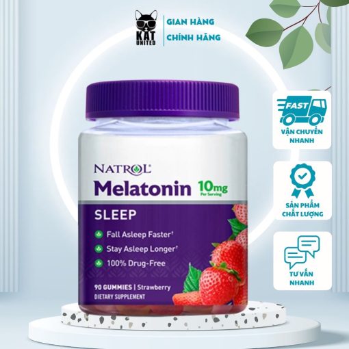 Thực Phẩm Chức Năng Kẹo Dẻo Natrol Gummies Melatonin Mỹ Giúp Ngủ Ngon 10mg 180 Viên NTDT