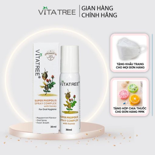 Xịt keo ong Vitatree Super Propolis Spray Complex with honey tăng đề kháng 30ml của Úc NTDT