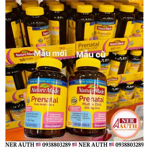 Vitamin viên uống bổ bầu Prenatal Multi + DHA Nature Made 150 viên DATE MỚI NHẤT NTDT