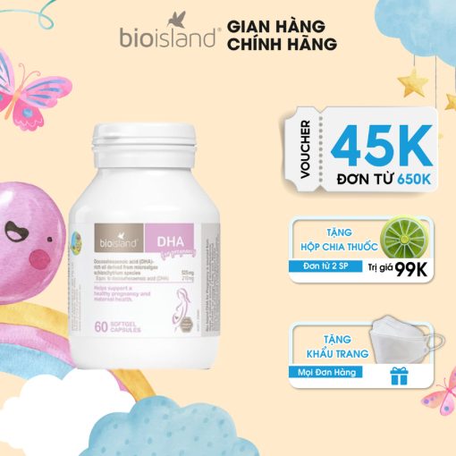 Viên uống DHA cho mẹ bầu Bio Island DHA For Prenancy 60 viên phát triển trí não thai nhi NTDT