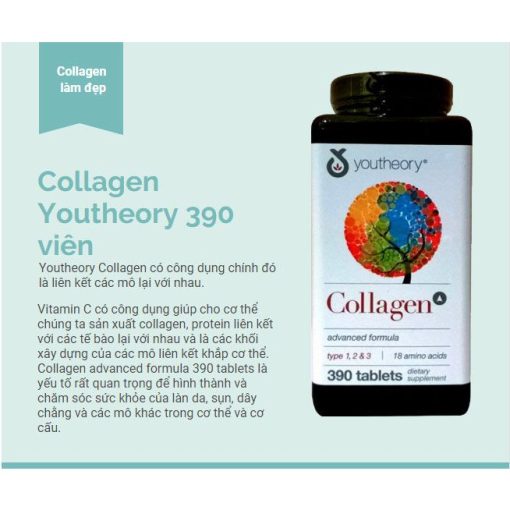 Collagen 390 viên collagen Youtheory Advanced Type 1