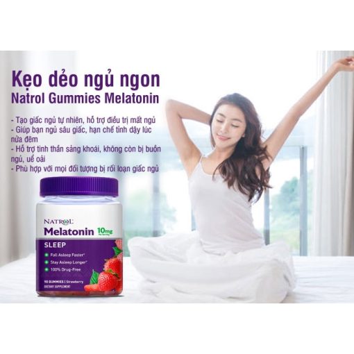 Kẹo dẻo Natrol Melatonin 10mg Sleep 140 viên - hỗ trợ giấc ngủ tự nhiên