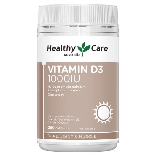 Viên uống bổ sung Vitamin D3 1000IU Healthy Care - Hàng Úc Nội địa hỗ trợ hấp thụ canxi