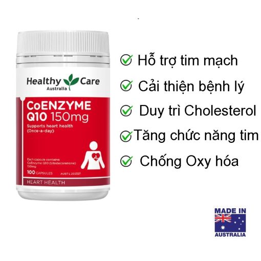 Viên uống bổ tim Úc Healthy Care CoEnzyme Q10 150mg 100 Viên