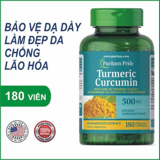 Tinh Chất Nghệ Vàng Curcumin Puritan's Pride 180 Viên Của Mỹ - Giảm đau