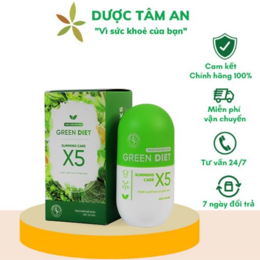 Thảo Mộc Giảm Cân Green Diet Slimming Care X5 - hộp 30 viên