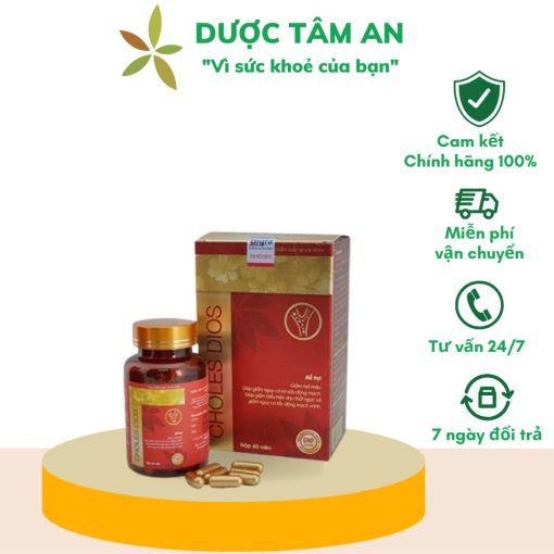 Viên Uống Choles Dios Hỗ Trợ Ngăn Ngừa Bệnh Mỡ Máu (Hộp 60 Viên)