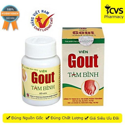 Viên Gout Tâm Bình hộp 60 viên - hỗ trợ giảm triệu chứng đau do gút - cvspharmacy