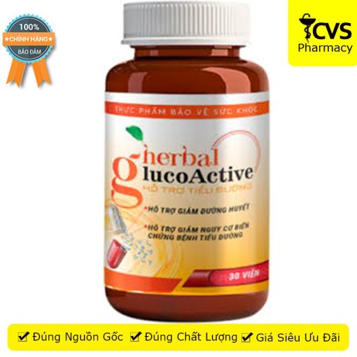 VIÊN UỐNG HERBAL GLUCOACTIVE - Thực Phẩm Hỗ Trợ Hạ Đường Huyết Ổn Định Sức Khỏe Toàn Diện - CVSPHARMACY