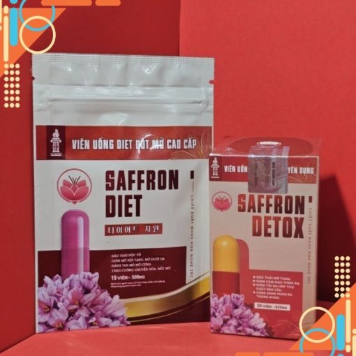 Viên Uống Giảm Cân Giảm Mỡ Saffron Detox - Hộp 30v (Tặng 1 gói Saffron Diet) - HTshop