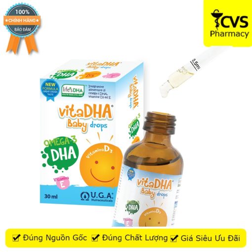 VitaDHA Baby Drops từ Châu Âu hỗ trợ tốt cho mắt và trí não của trẻ nhỏ - Hộp 30 mL - CVS Pharmacy