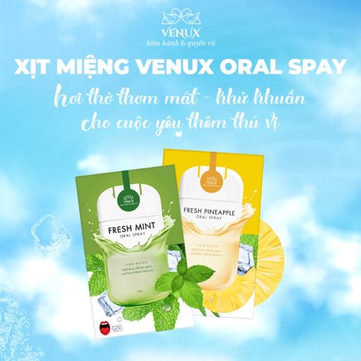 Xịt Thơm Miệng Venux Oral Spray Vị Bạc Hà và Vị Dứa 30ml